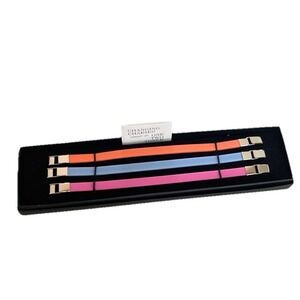 Silicone Band Charm‎ Bracelets (3) Clasp Silver Pink Blue Orange